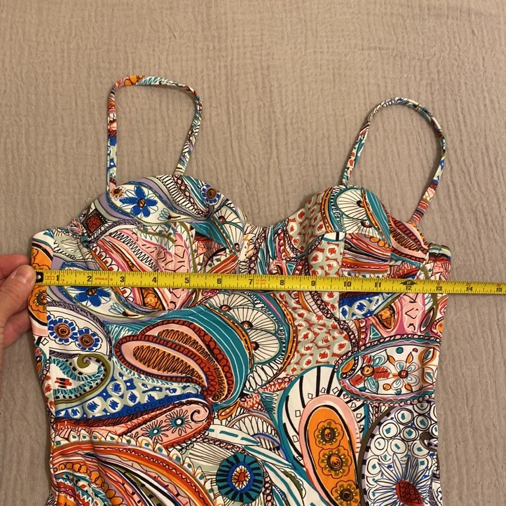 J. Crew Multicolor Paisley One-Piece with Nude Lining. Size 4